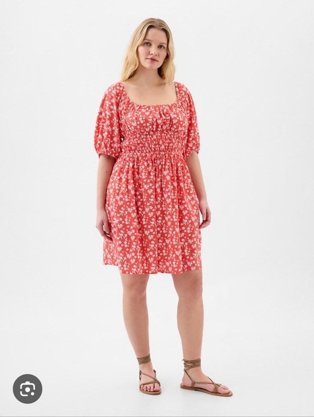 GAP Orange Mini Dress with White Floral Print - Picture 2 of 6